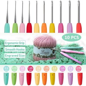 10 Crochets Ergonomiques (0,5 mm à 2,75 mm)