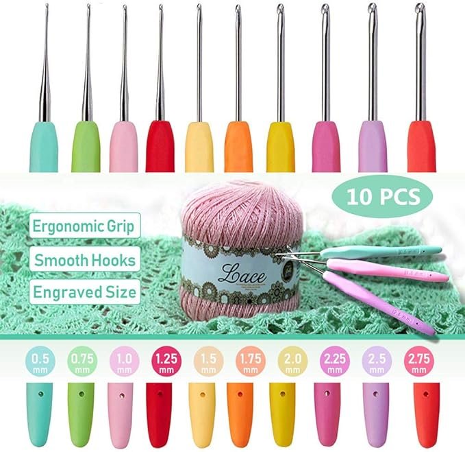 10 Crochets Ergonomiques (0,5 mm à 2,75 mm)